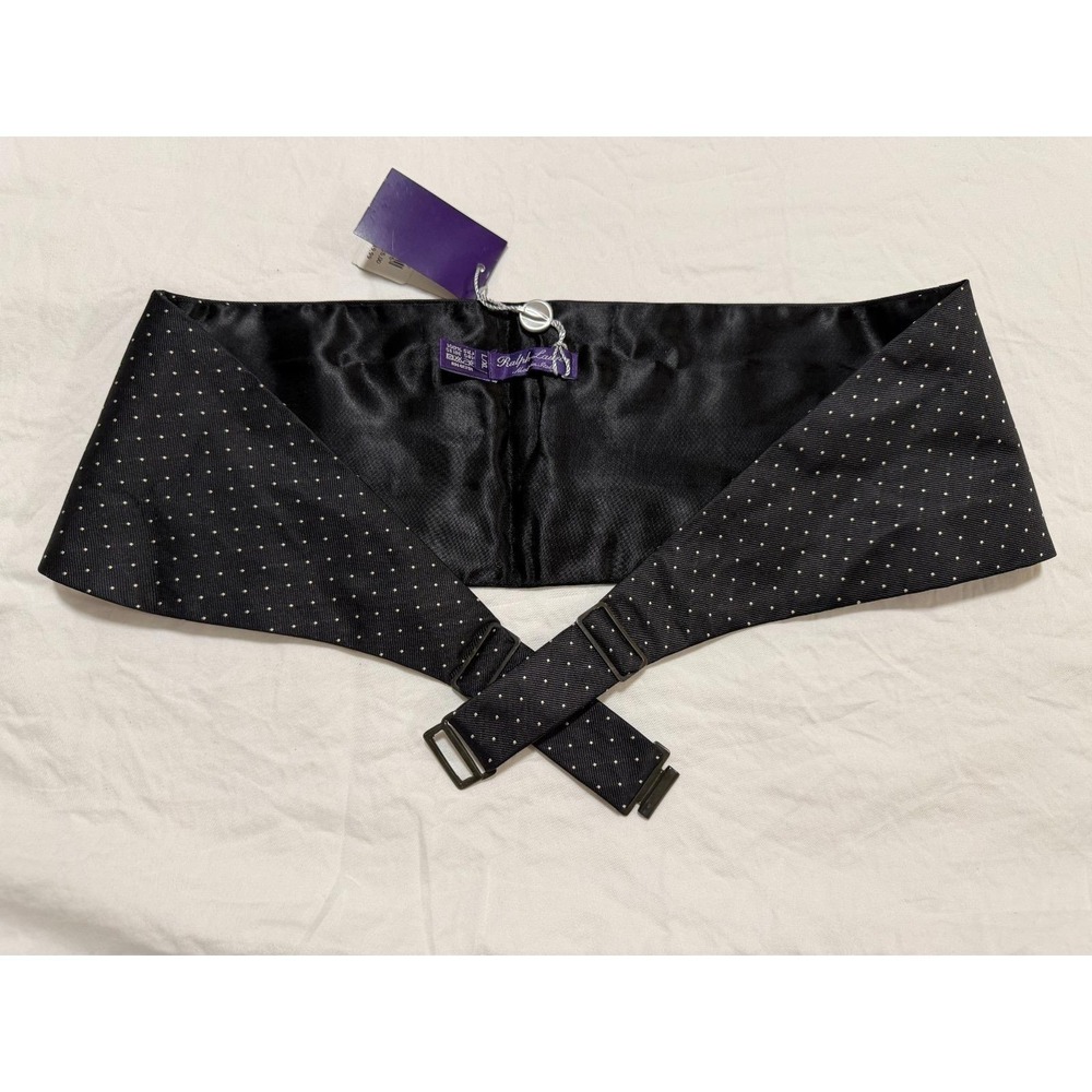 Ralph Lauren Purple Label Black Dot Silk Cummerbund L/XL Tuxedo AS IS